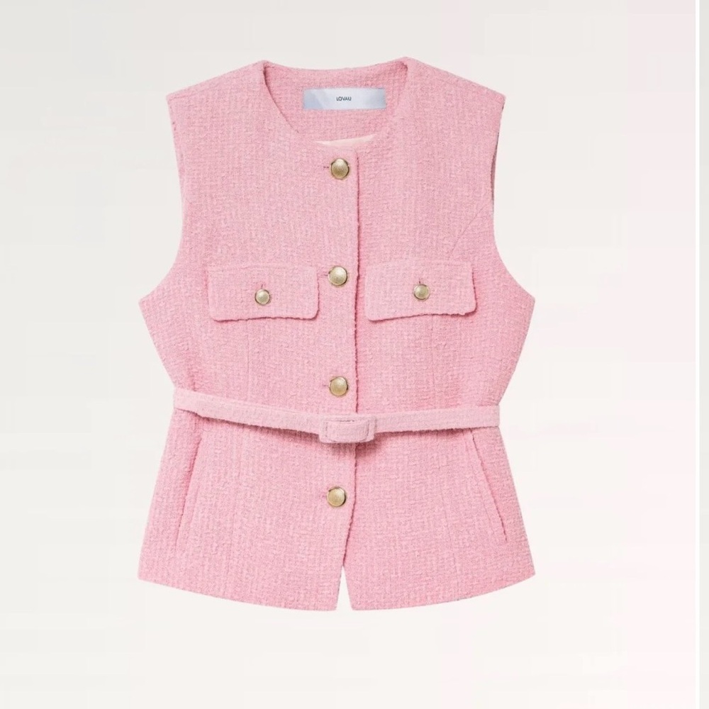 Zara Pink Sleeveless Tunic with Gold Buttons